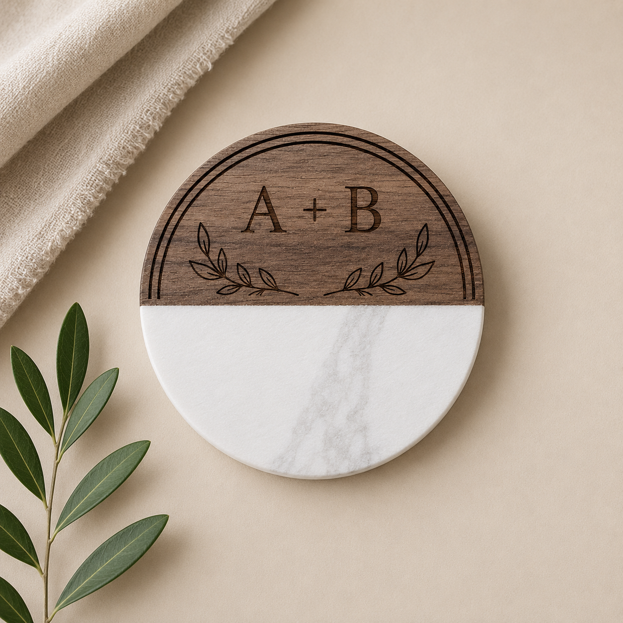 Custom Wood + Marble  Coaster Sets