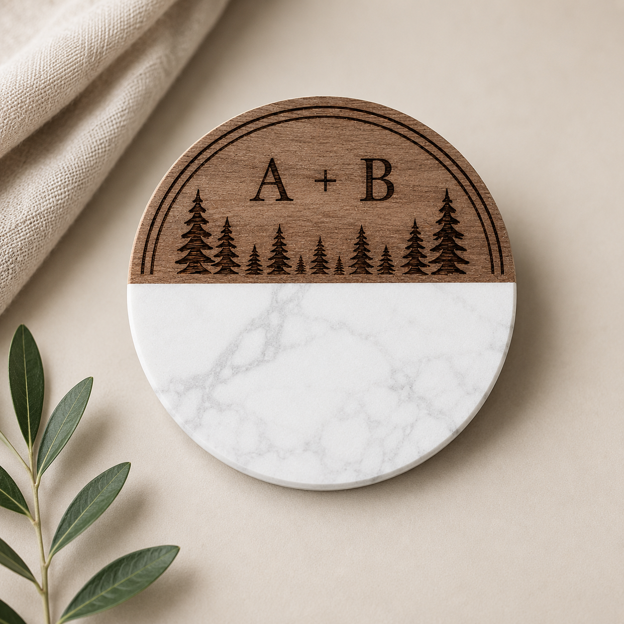Custom Wood + Marble  Coaster Sets