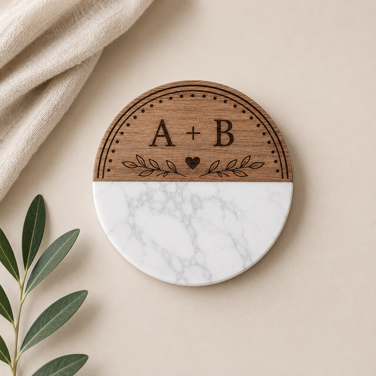 Custom Wood + Marble  Coaster Sets