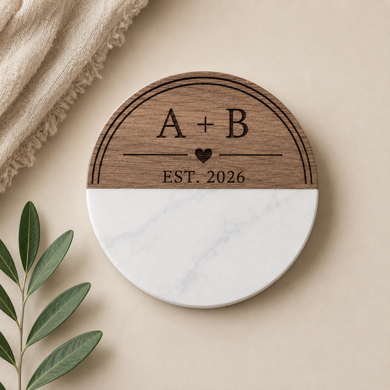 Custom Wood + Marble  Coaster Sets