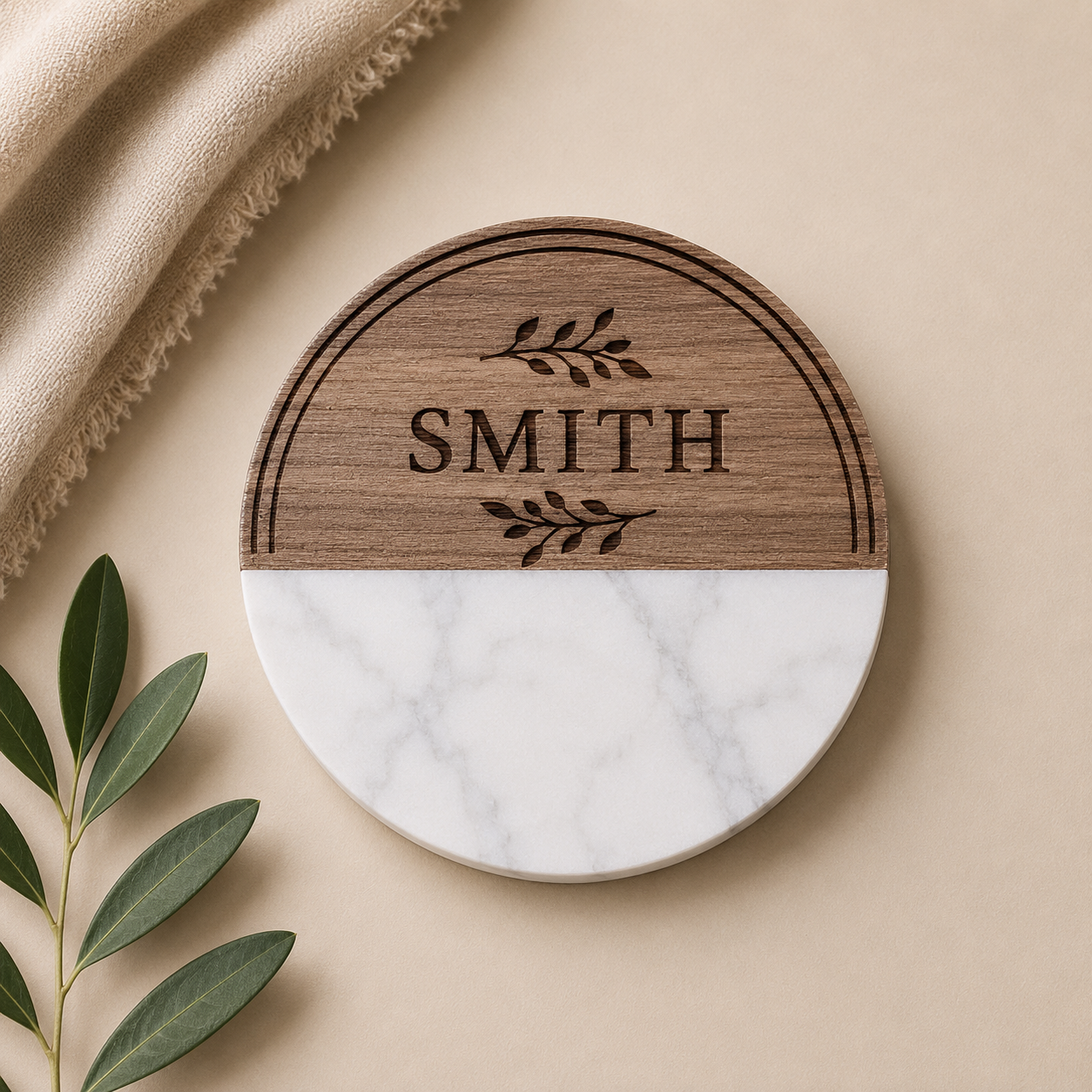 Custom Wood + Marble  Coaster Sets